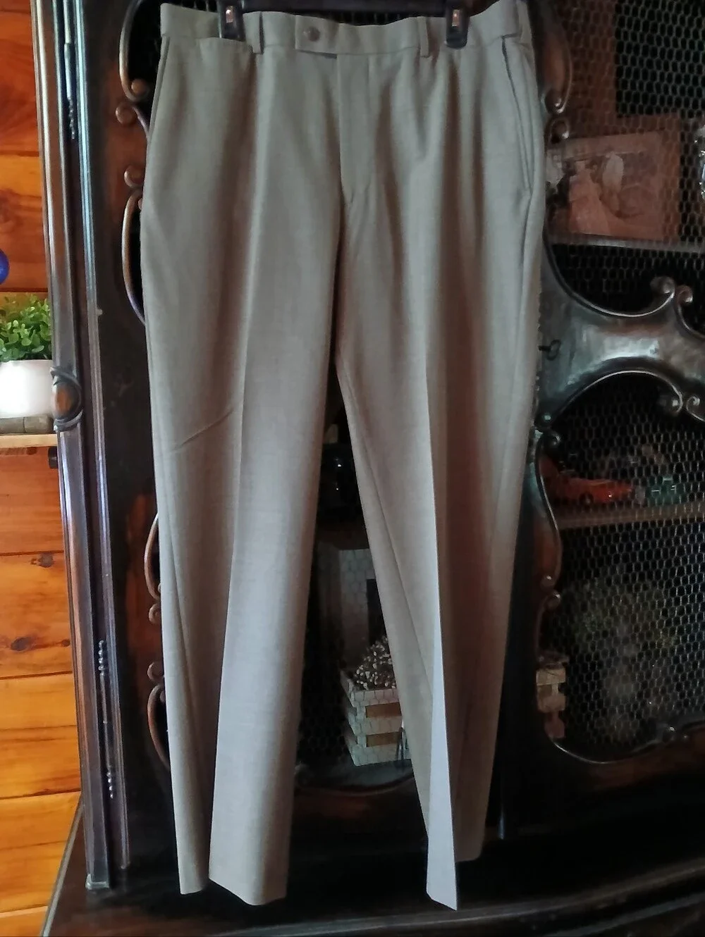 Mens Louis Raphael Rosso 36x32 Dress Pants, Gray Classic Fit, Flat Front